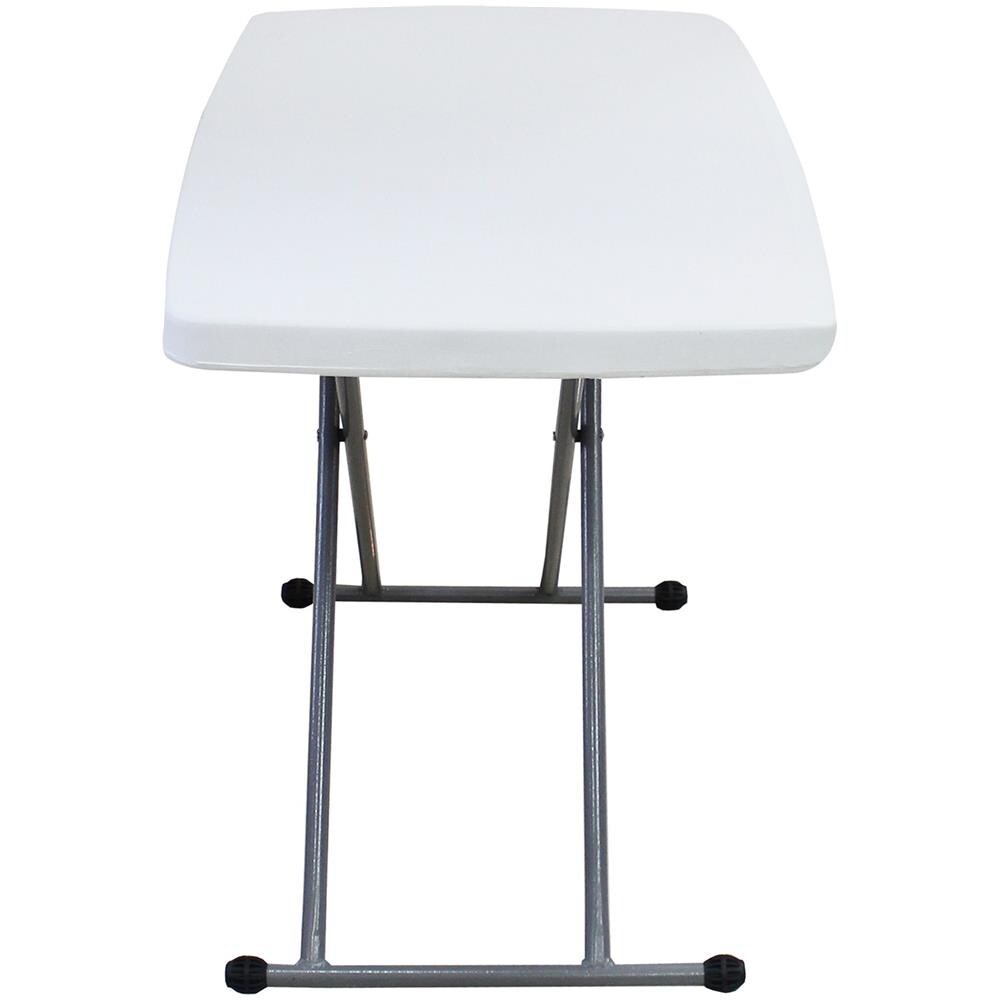 Tavolo Pieghevole Regolabile, Tavolo Compatto E Pieghevole, 76 X 50 X 51/63/74 Cm, Bianco, Materiale: Hdpe, Acciaio - Foto 6