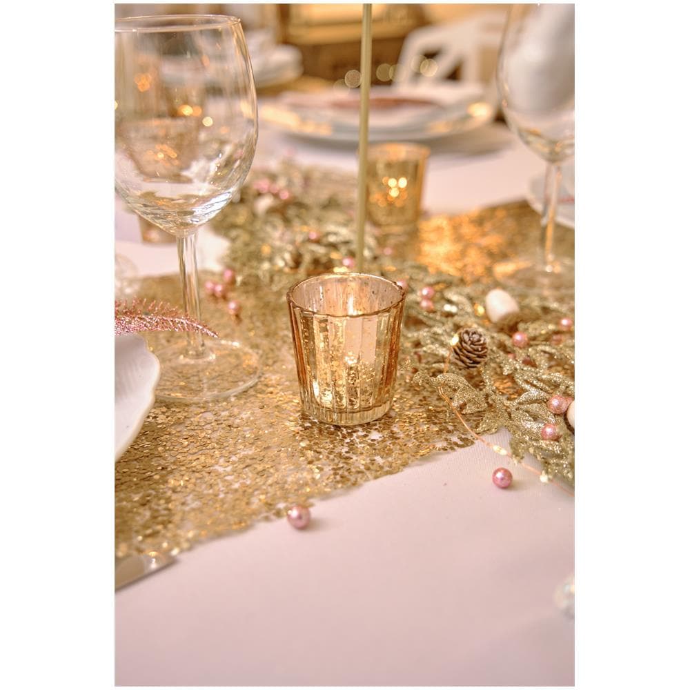 Partydeco - Portacandele In Vetro Effetto Specchio Oro Rosa 6 Cm - Foto 5