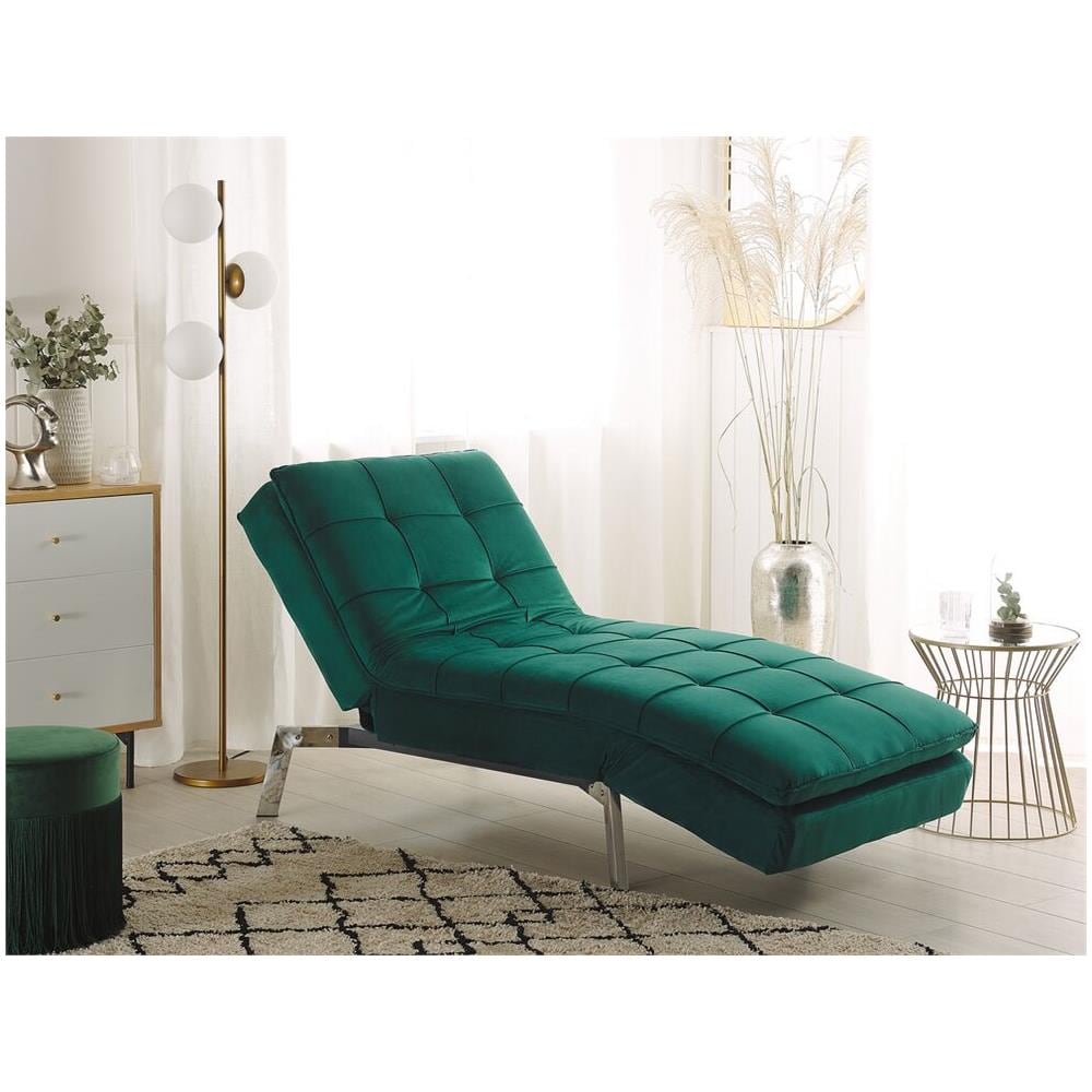 Chaise Longue Regolabile In Velluto Verde Smeraldo Loiret - Foto 2
