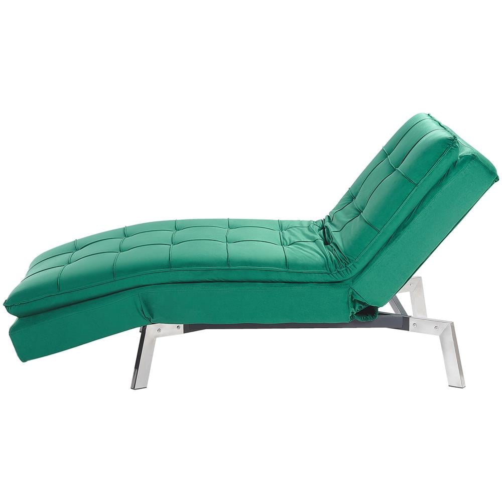 Chaise Longue Regolabile In Velluto Verde Smeraldo Loiret - Foto 1