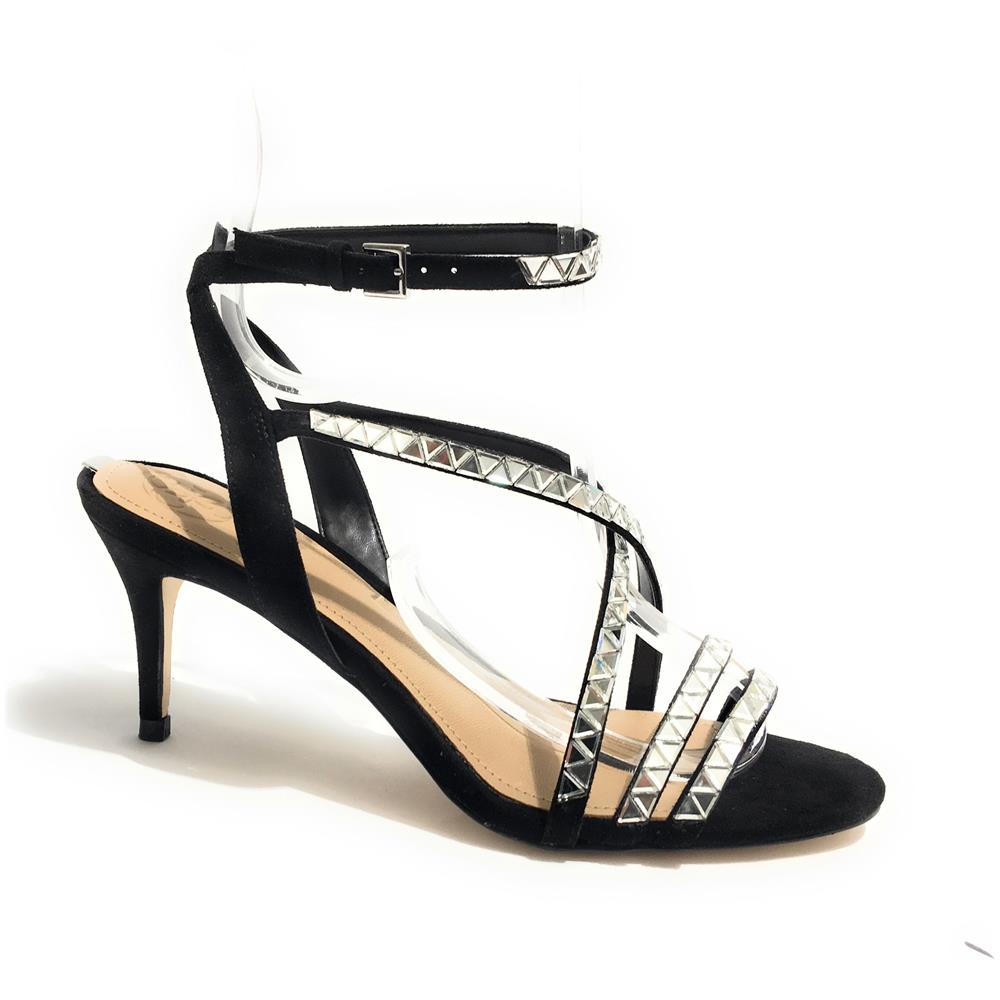 Sandalo Guess Mod. Nylae Tc 70 In Ecopelle Scamosciato Nero Donna Ds19gu40 - Foto 1