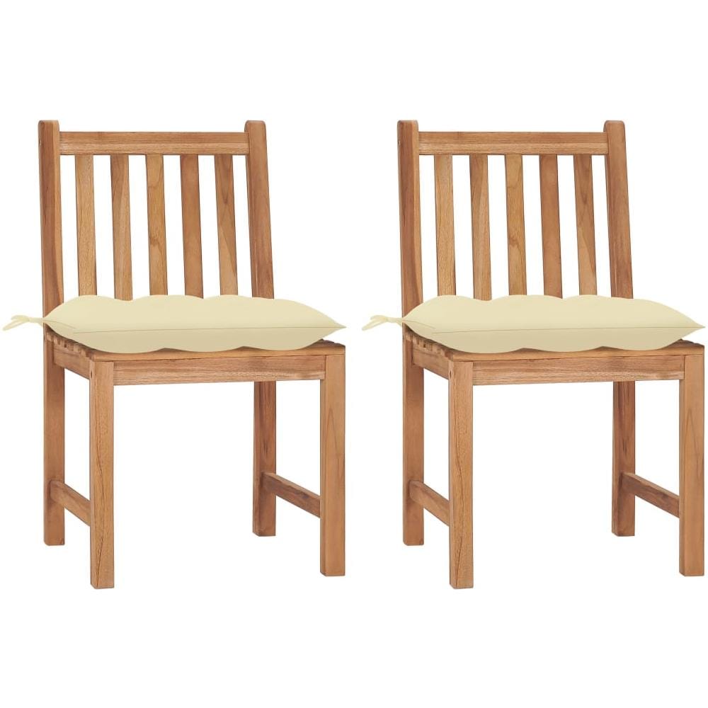 Sedie Da Giardino 2 Pz Con Cuscini In Legno Massello Di Teak - Foto 1