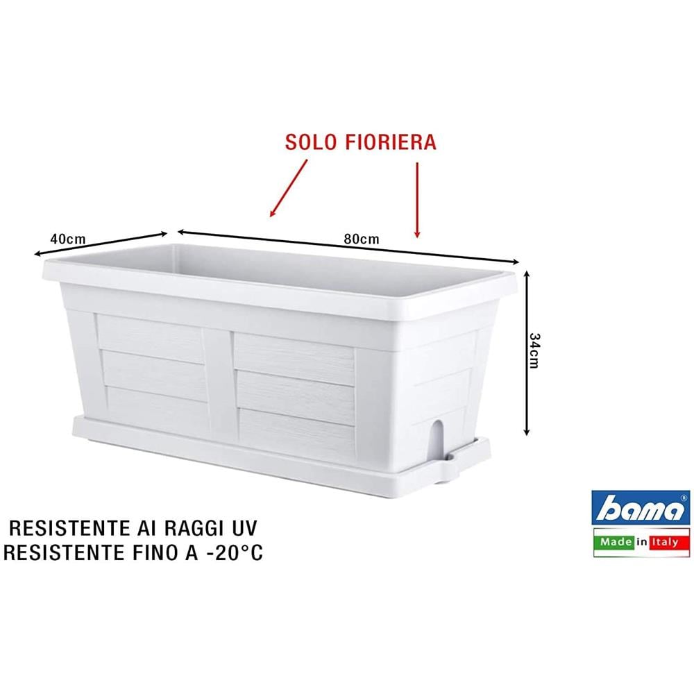Fioriera Legno Cm 80 - Ghiaccio Senza Sottovaso - Foto 2