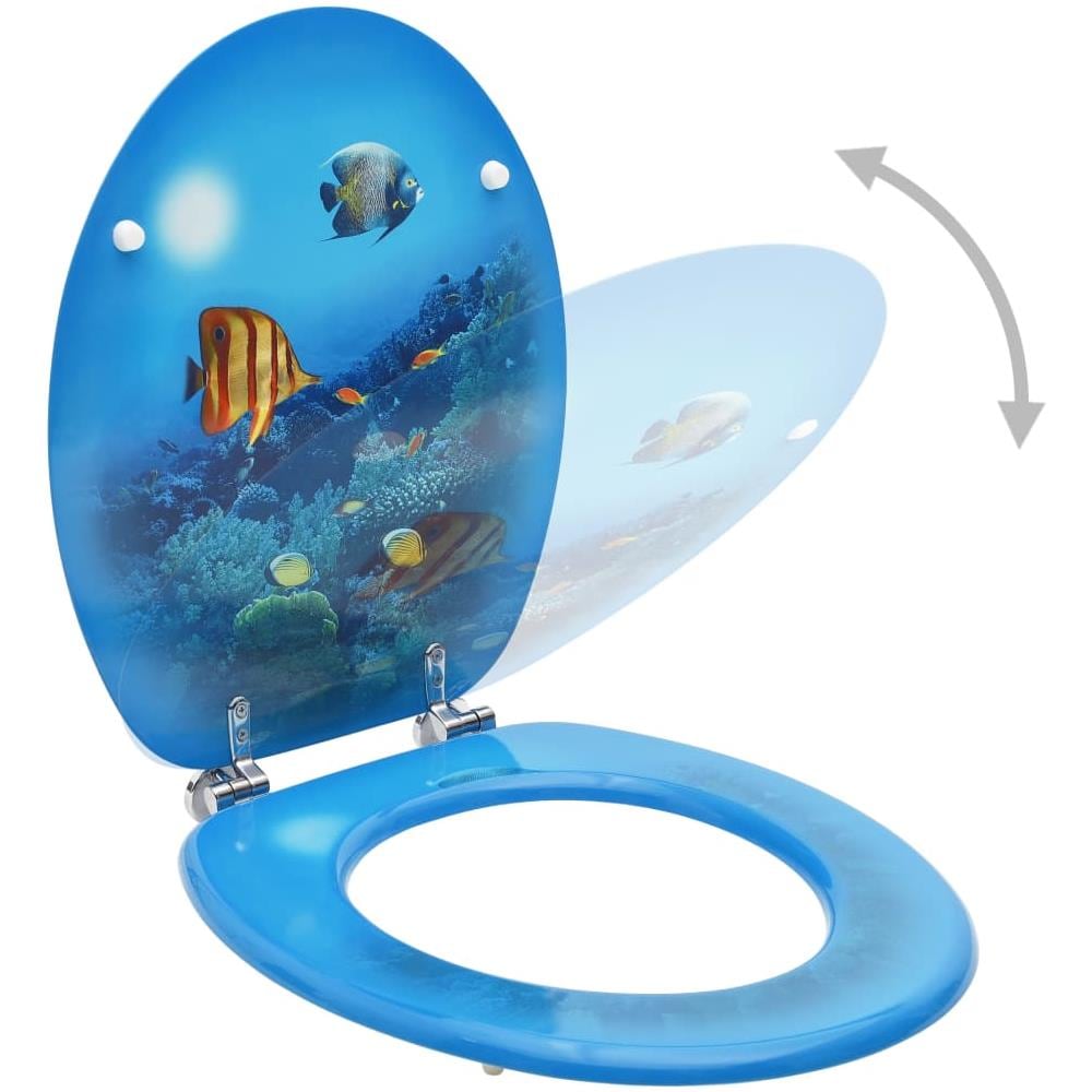 Tavolette WC con Coperchi 2 pz in MDF Design Fondo Mare - Foto 3