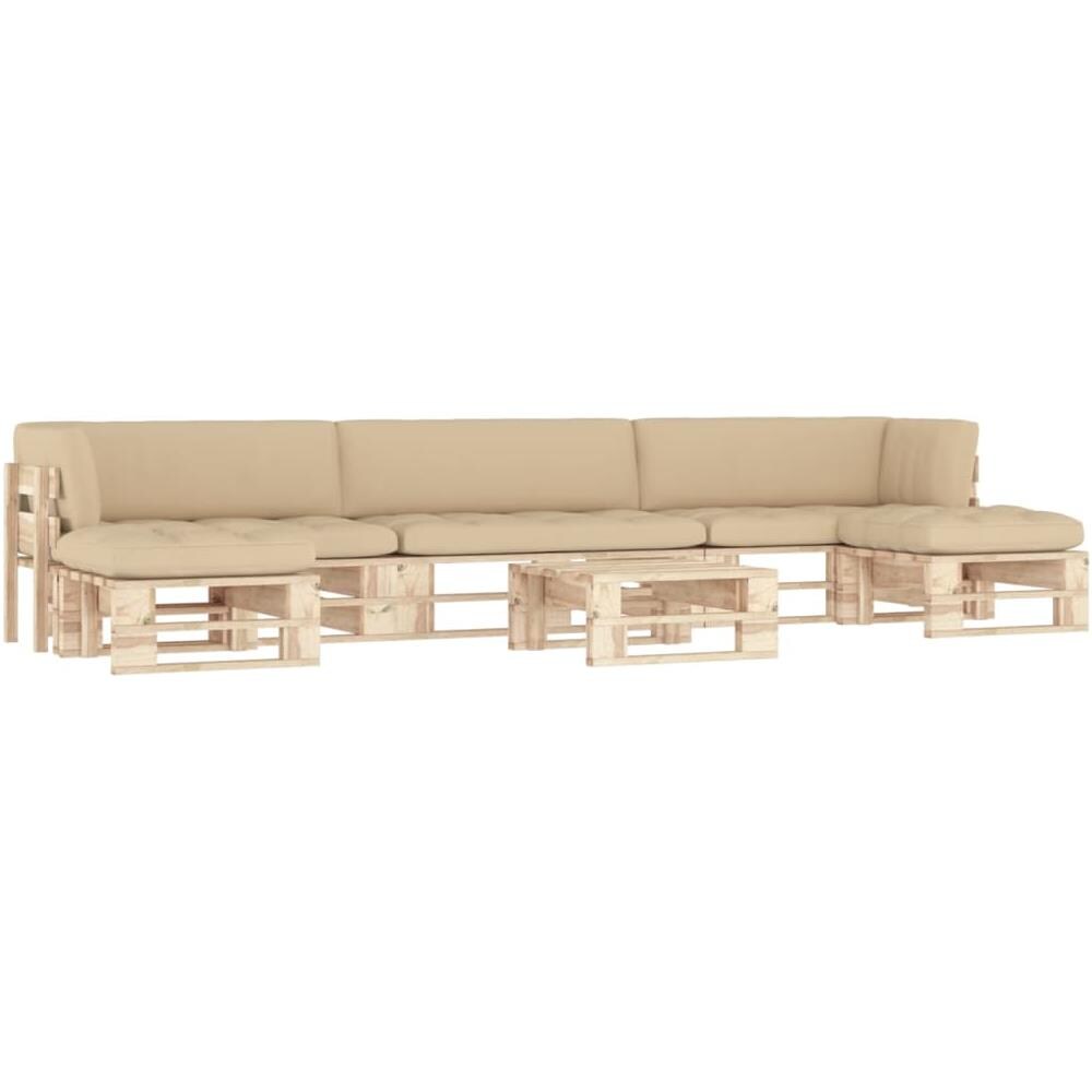 Set Divani su Pallet 6 pz e Cuscini in Legno di Pino Impregnato - Foto 1