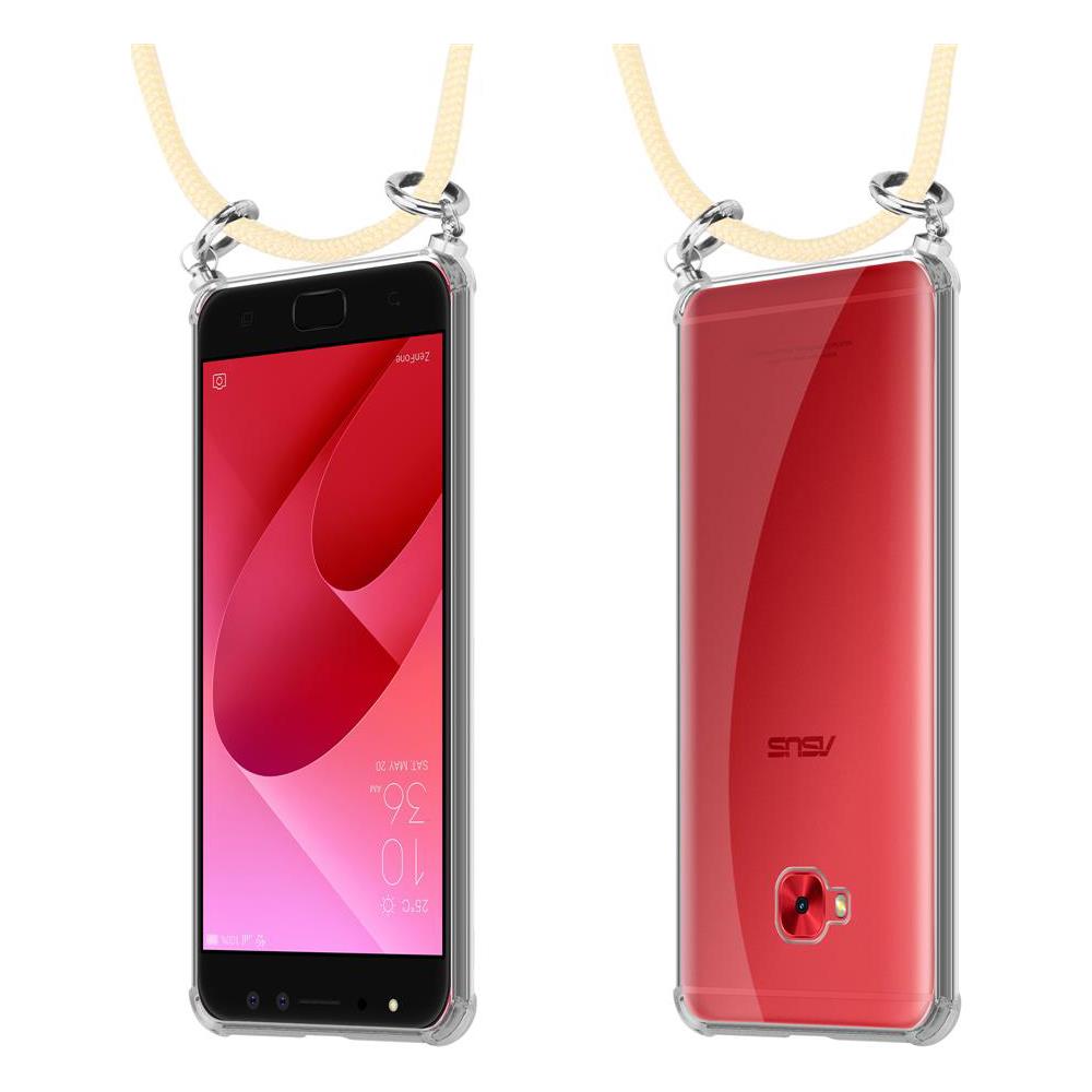 Catena Di Telefoni Cellulari Compatibile Con Asus Zenfone 4 Selfie Pro In Crema Beige - Coperchio Protettivo In Silicone Con Anelli D'argento, Cinturino In Corda E Custodia Staccabile - Foto 8