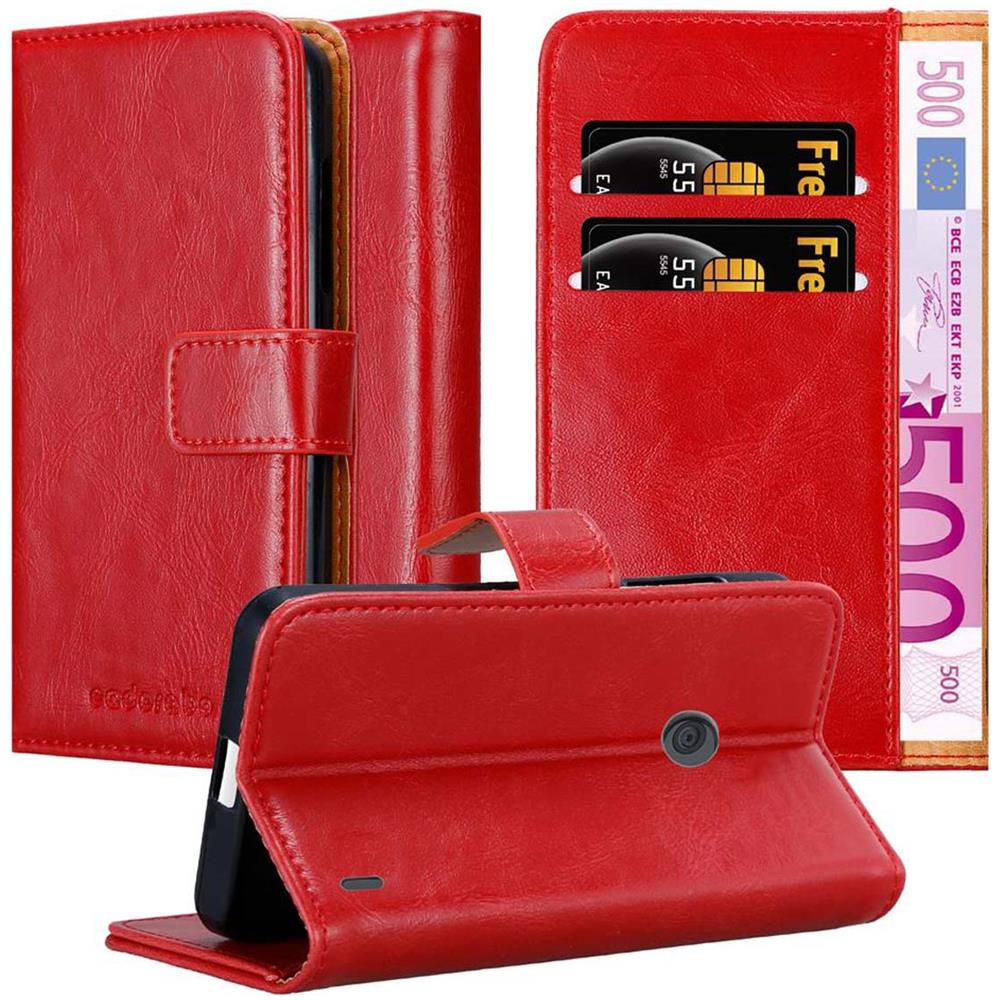 Custodia Compatibile Con Nokia Lumia 520 In Rosso Vinaccia - Coperchio Protettiva Con Chiusura Magnetica, Funzione Stand E Tasca Per Le Carte - Foto 1