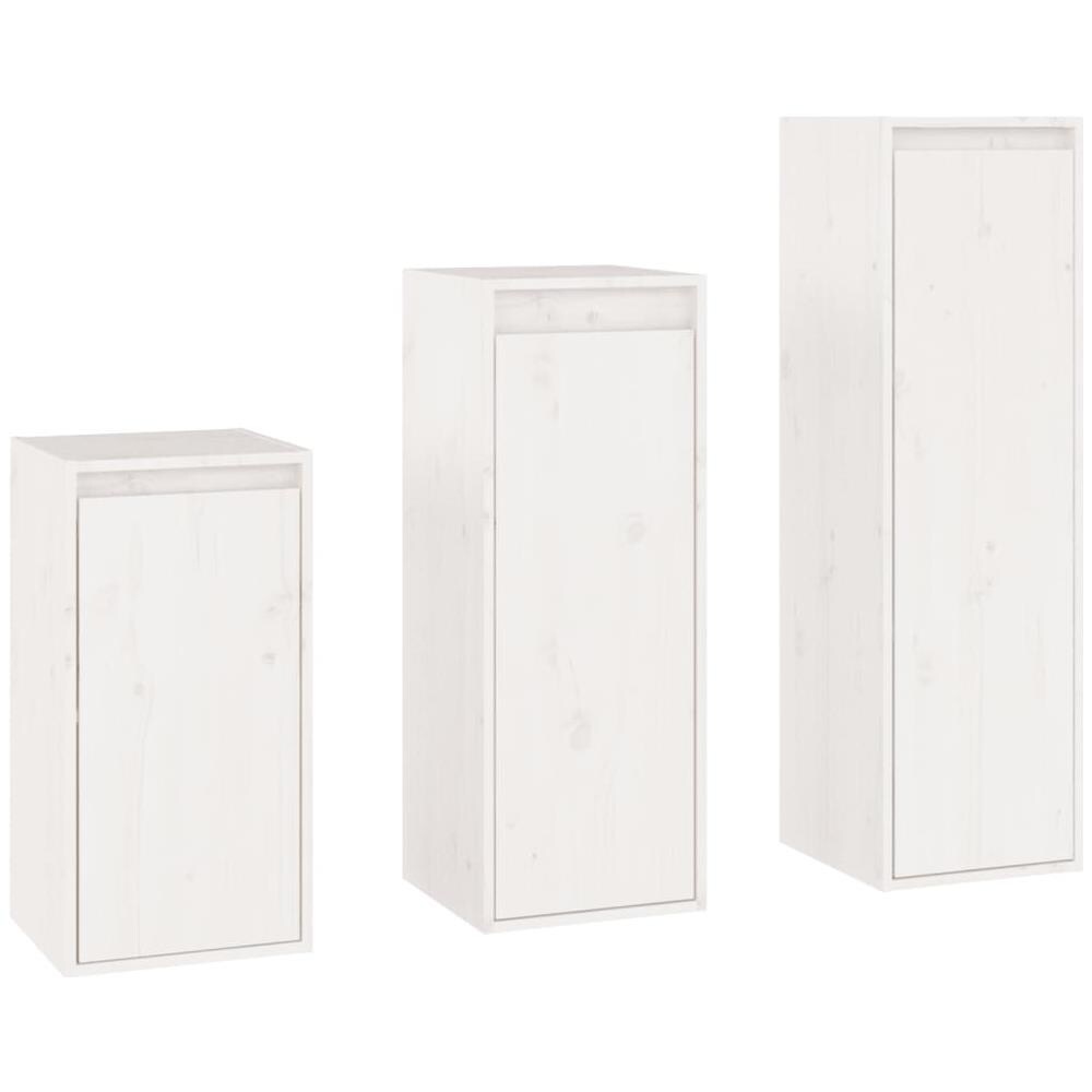 Mobili Porta Tv 3 Pz Bianco In Legno Massello Di Pino - Foto 1