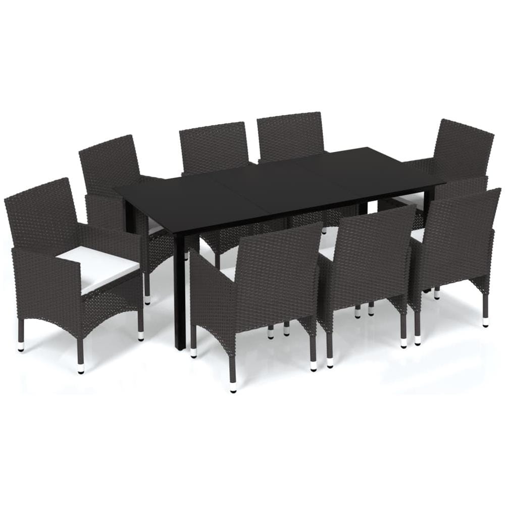 Set Pranzo Da Giardino 9 Pz Con Cuscini In Polyrattan Marrone - Foto 2