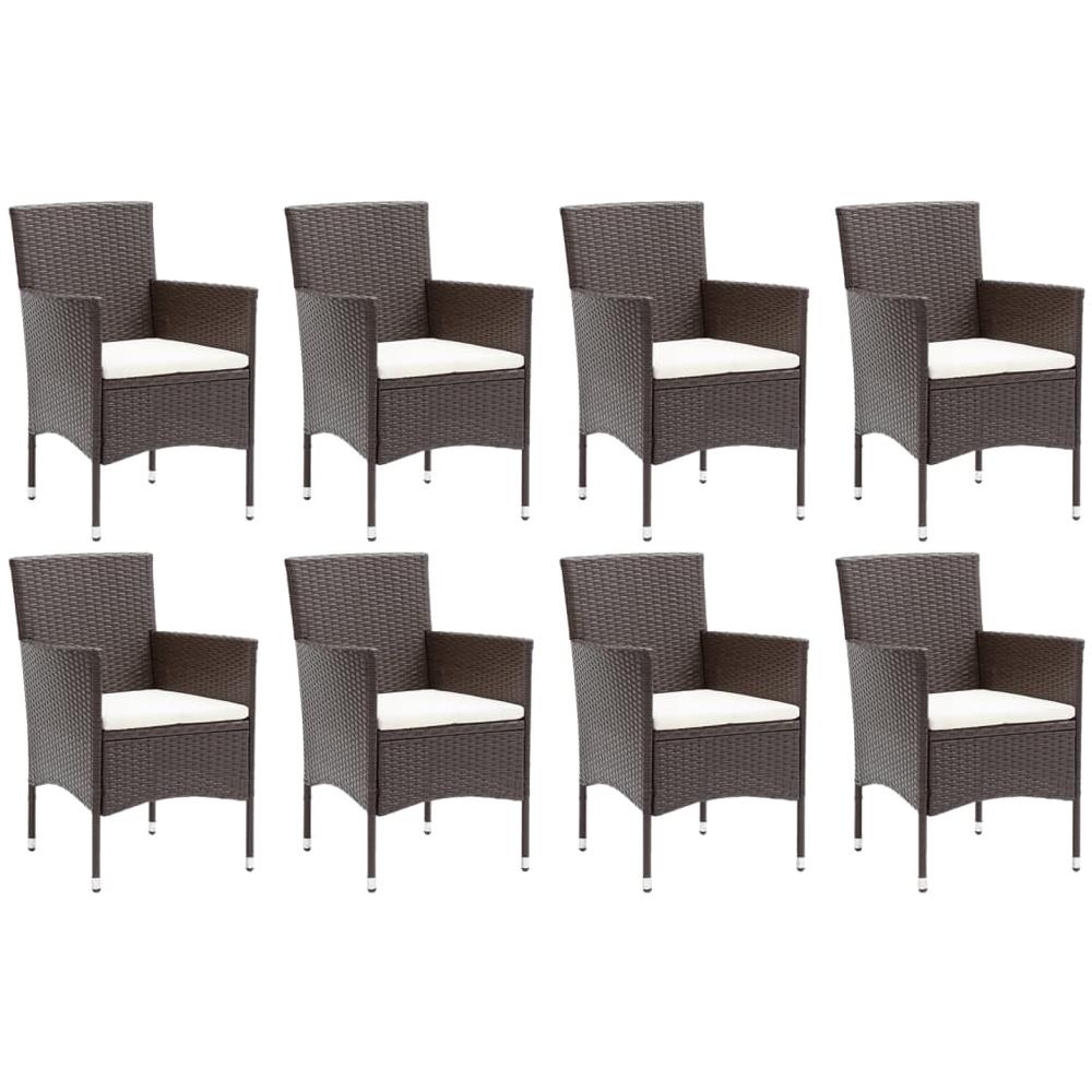 Set Pranzo Da Giardino 9 Pz Con Cuscini In Polyrattan Marrone - Foto 3