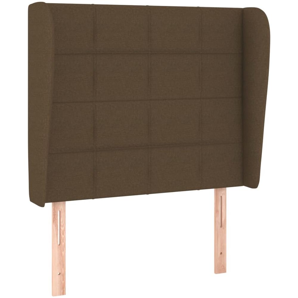 Testiera Ad Orecchio Marrone Scuro 103x23x118/128 Cm In Tessuto - Foto 2
