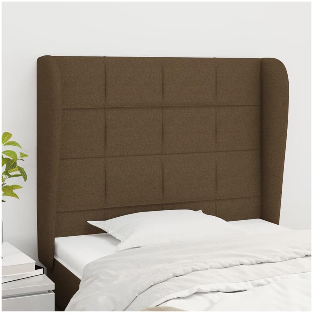 Testiera Ad Orecchio Marrone Scuro 103x23x118/128 Cm In Tessuto - Foto 1