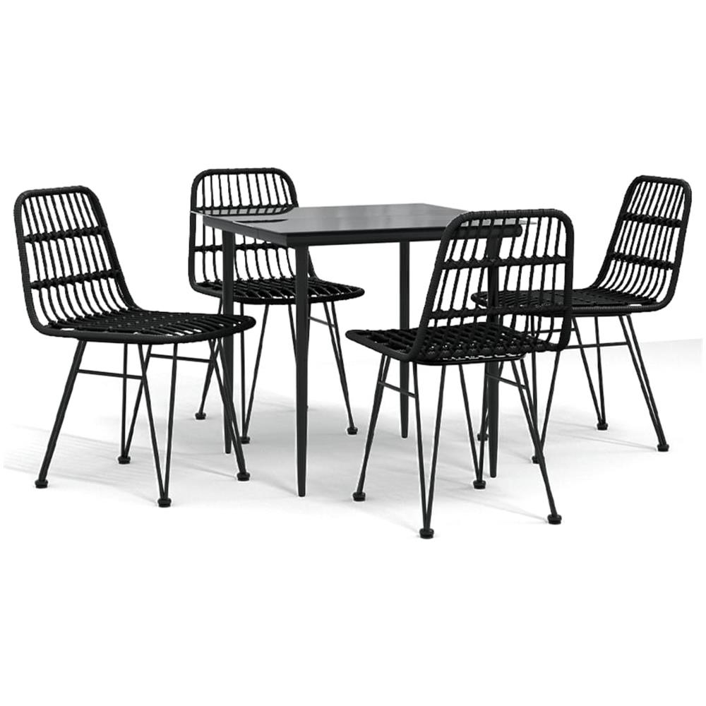 Set Da Pranzo Da Giardino 5 Pz Nero In Polyrattan - Foto 2
