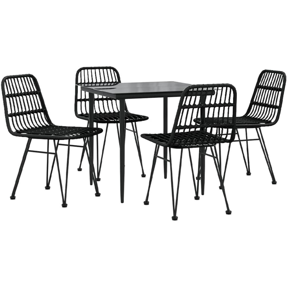 Set Da Pranzo Da Giardino 5 Pz Nero In Polyrattan - Foto 3