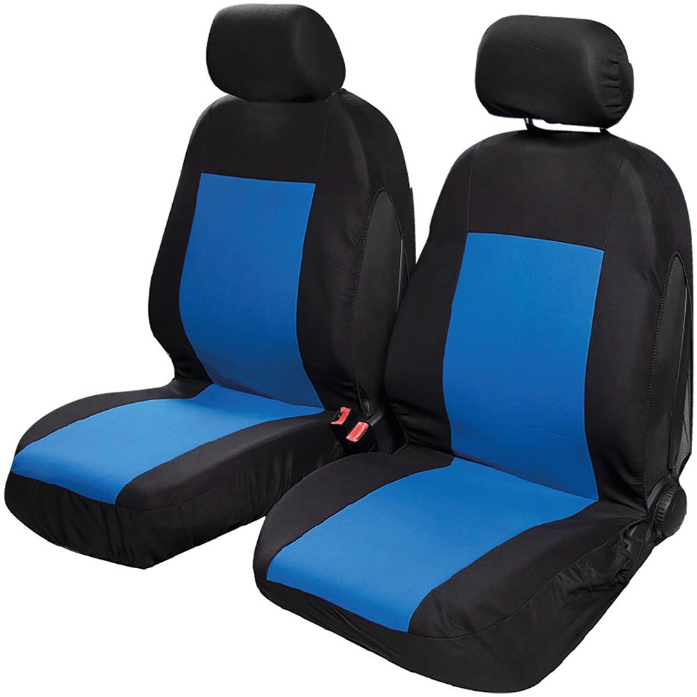 Coppia Coprisedili Anteriori Saturn Auto Universale Airbag Nero Blu - Foto 1