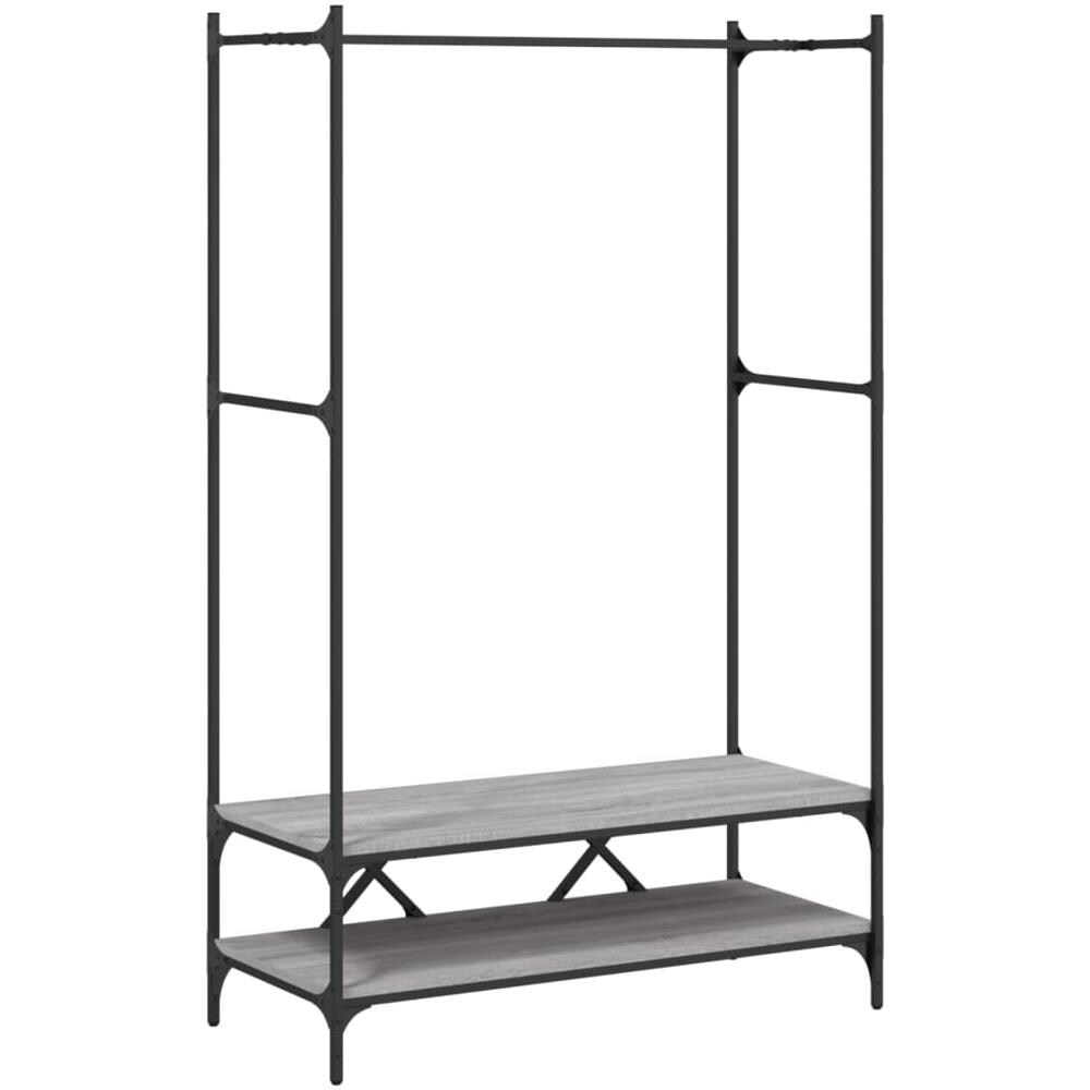 Appendiabiti Con Scaffali Grigio Sonoma In Legno Multistrato - Foto 2