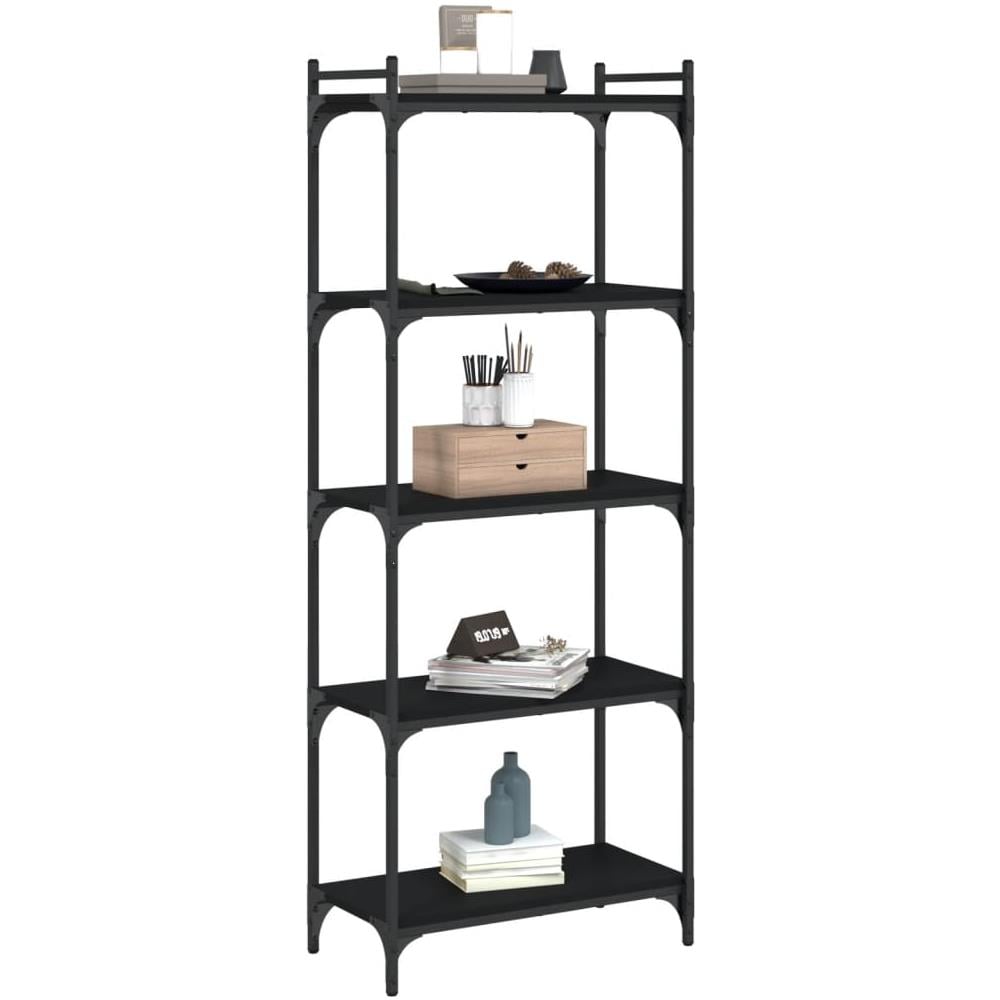 Libreria A 5 Ripiani Nera 60x30x154 Cm In Legno Multistrato - Foto 3