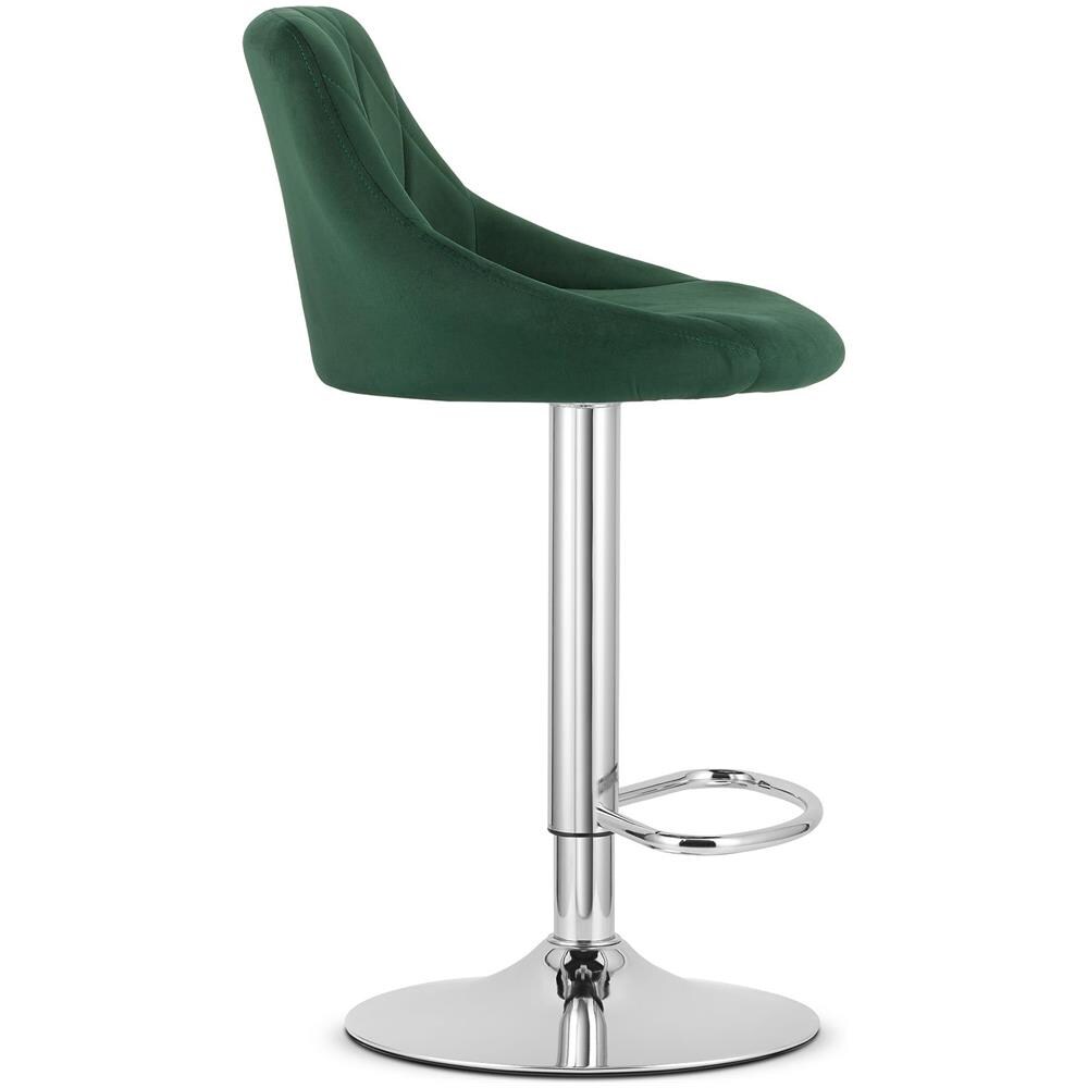 Sgabello girevole DAKA in velluto verde con base cromata - Foto 6