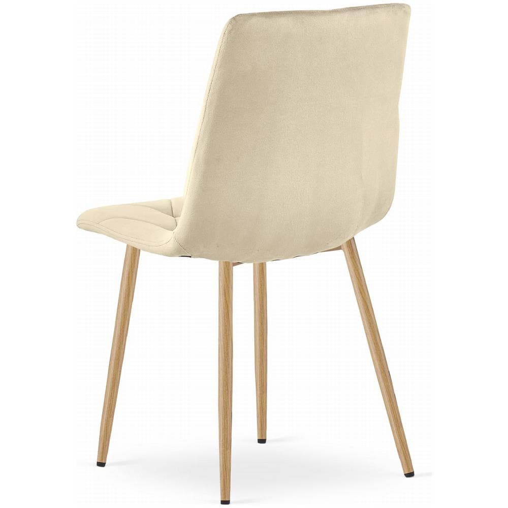 Sedia TYRA in velluto beige chiaro con gambe color legno x4 - Foto 7