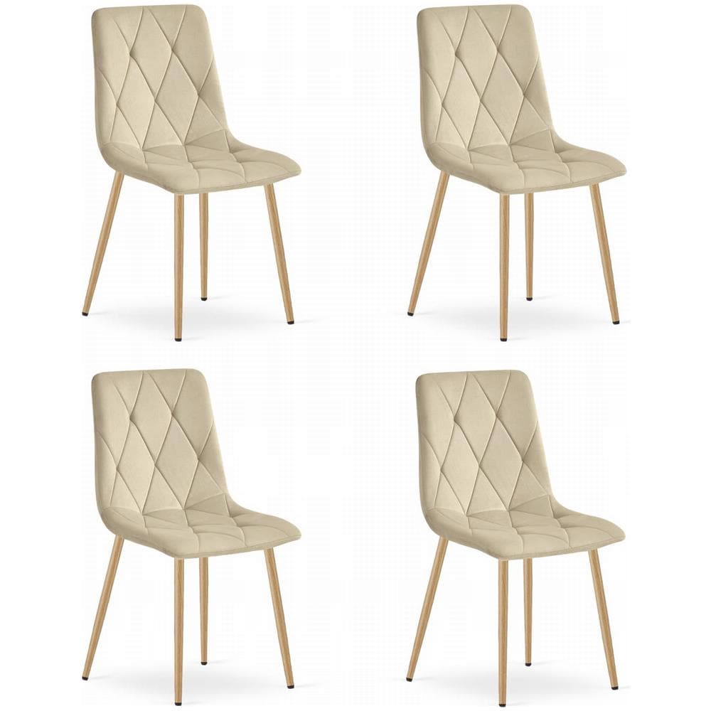 Sedia TYRA in velluto beige chiaro con gambe color legno x4 - Foto 1