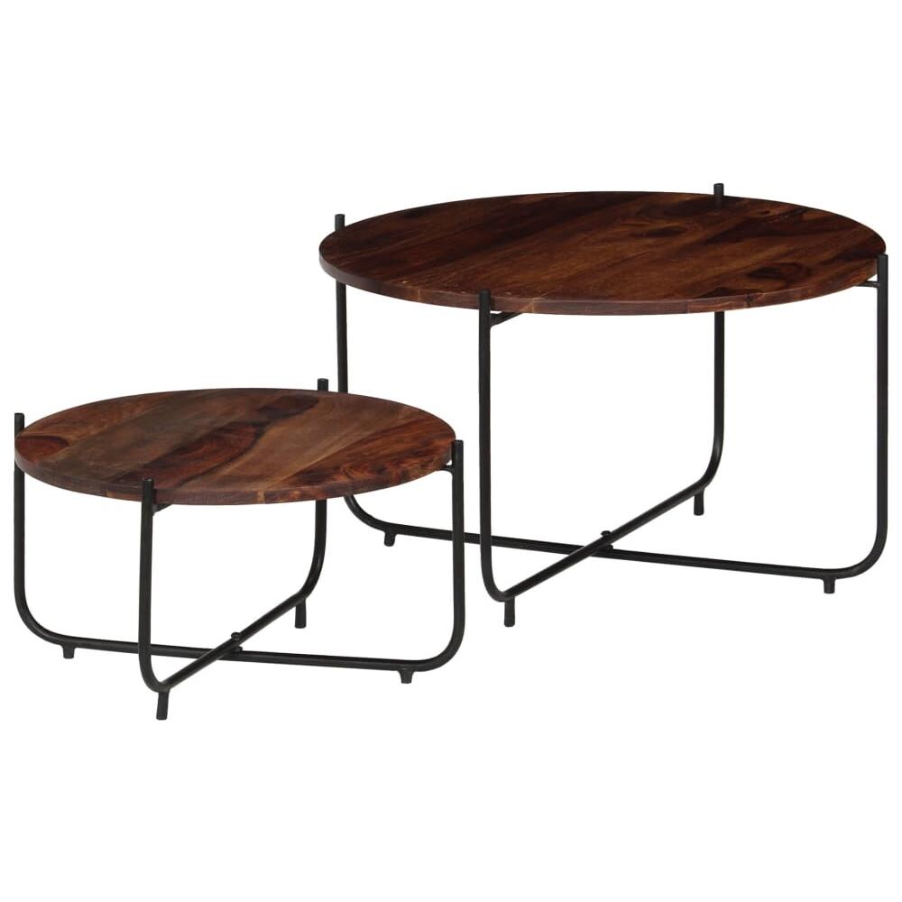 Set Tavolini Da Caffè 2 Pz In Massello Di Sheesham 60x35cm - Foto 1