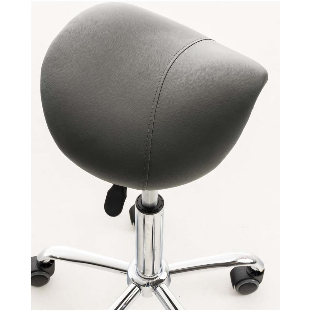 Sgabello da Lavoro Reno in Similpelle I Sgabello A Sella Imbottito Regolabile 53-68 CM E Girevole I Sedia Pc Telaio in Metallo Cromato Grigio - Foto 5