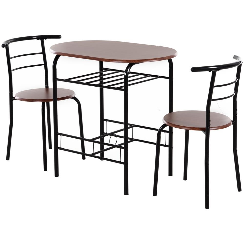Set Da Pranzo 3 Pezzi Tavolo Con 2 Sedie Marrone Legno E Nero - Foto 1