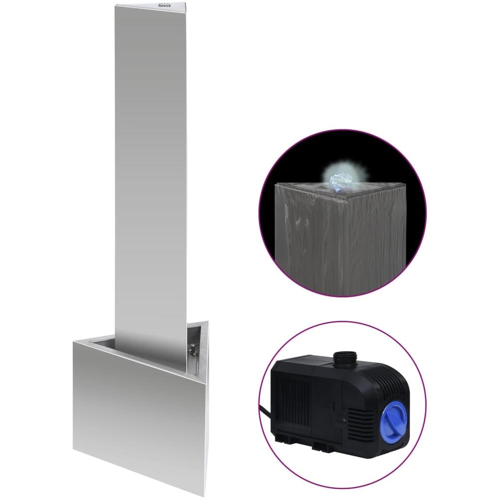 Fontana Da Giardino Argento 37,7x32,6x110 Cm In Acciaio Inox - Foto 2