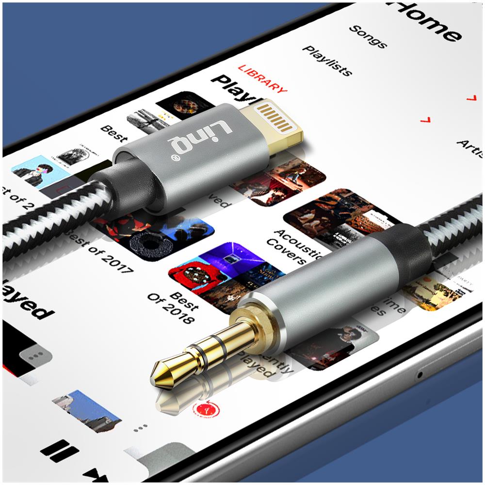 Cavo Lightning A Jack 3.5mm Maschio Suono Di Qualità Nylon Intrecciato 1,5m - Foto 2