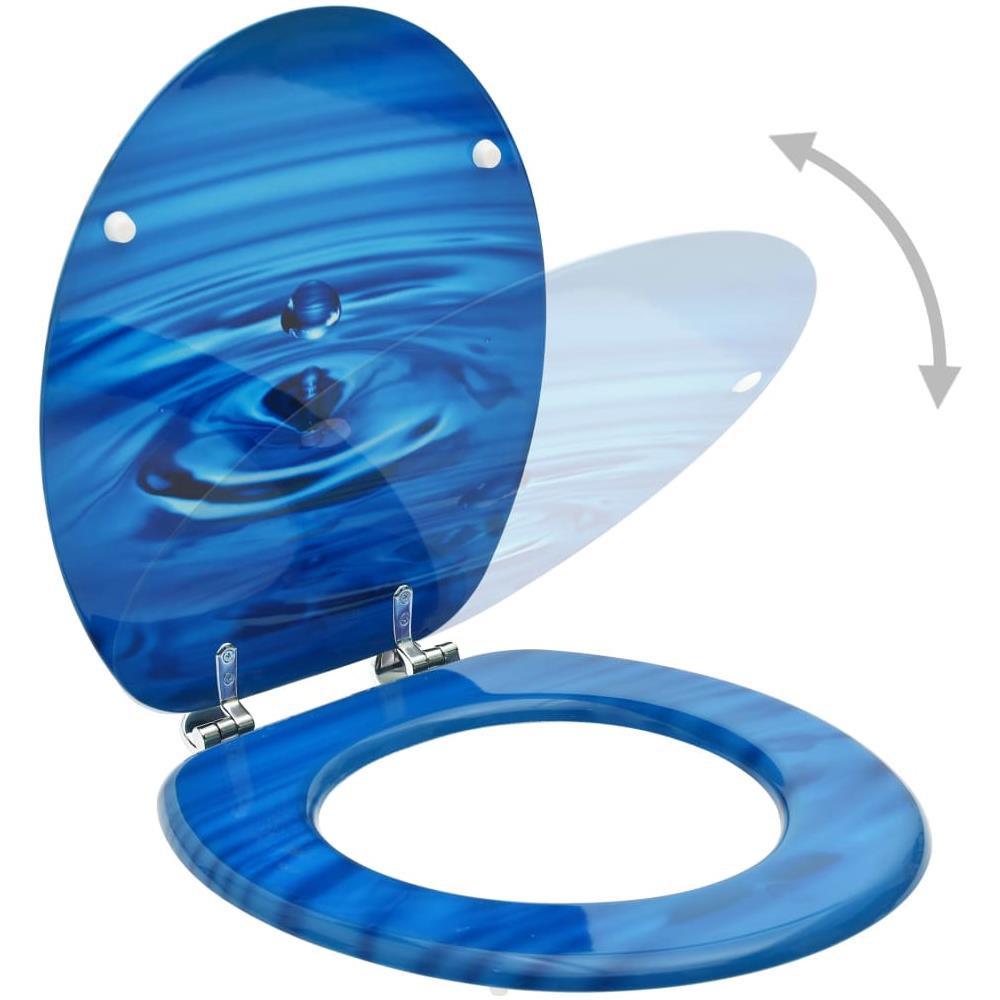 Tavolette WC con Coperchi 2 pz in MDF Blu Design Goccia d'Acqua - Foto 2