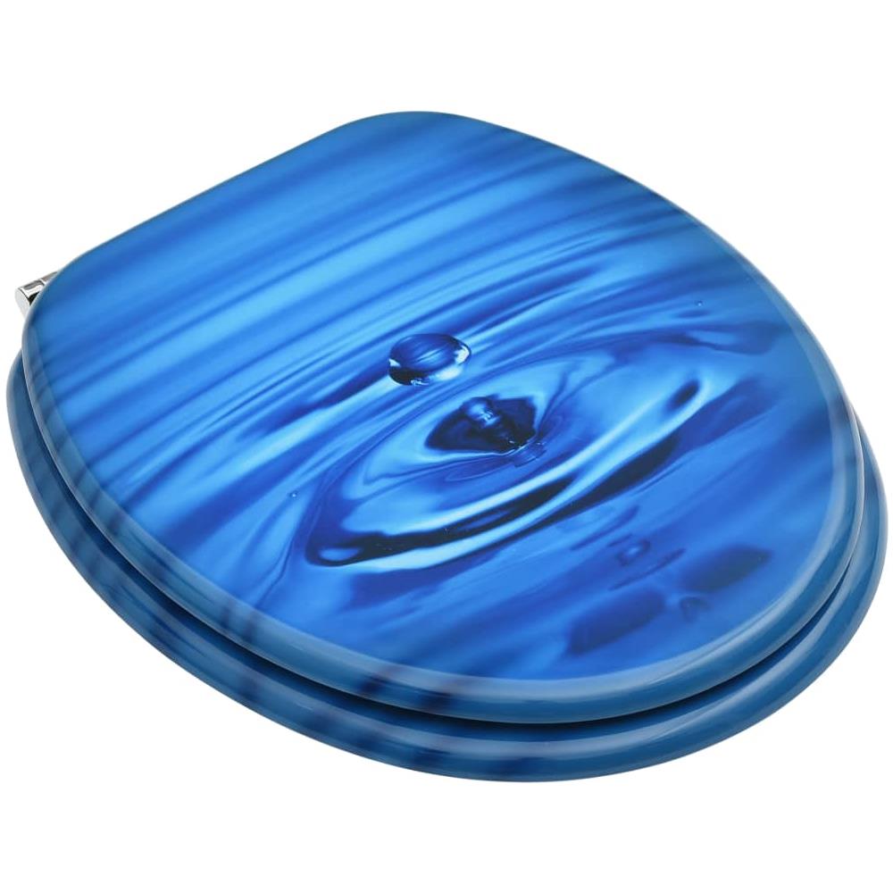 Tavolette WC con Coperchi 2 pz in MDF Blu Design Goccia d'Acqua - Foto 3