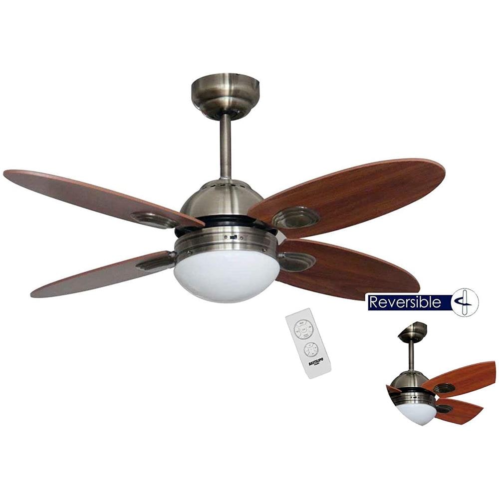?5704 Ventilatori Da Soffittotelecomando E27 60 W Bronzo Antico Metallo Led Oro - Foto 1