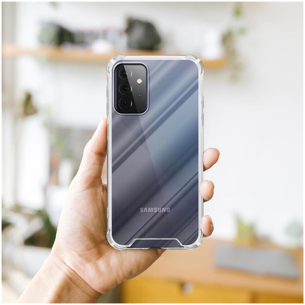 Custodia E 2x Vetro Di Protezione Temperato Compatibile Con Samsung Galaxy A72 4g / 5g In Transparente - Coperchio Protettivo Ibrido Con Bordo In Silicone Tpu E Retro In Vetro Acrilico - Foto 2
