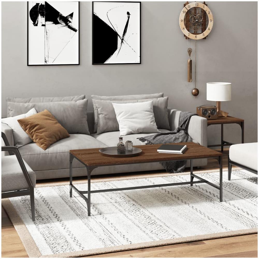Tavolino Da Salotto Rovere Marrone100x50x35cm Legno Multistrato - Foto 1