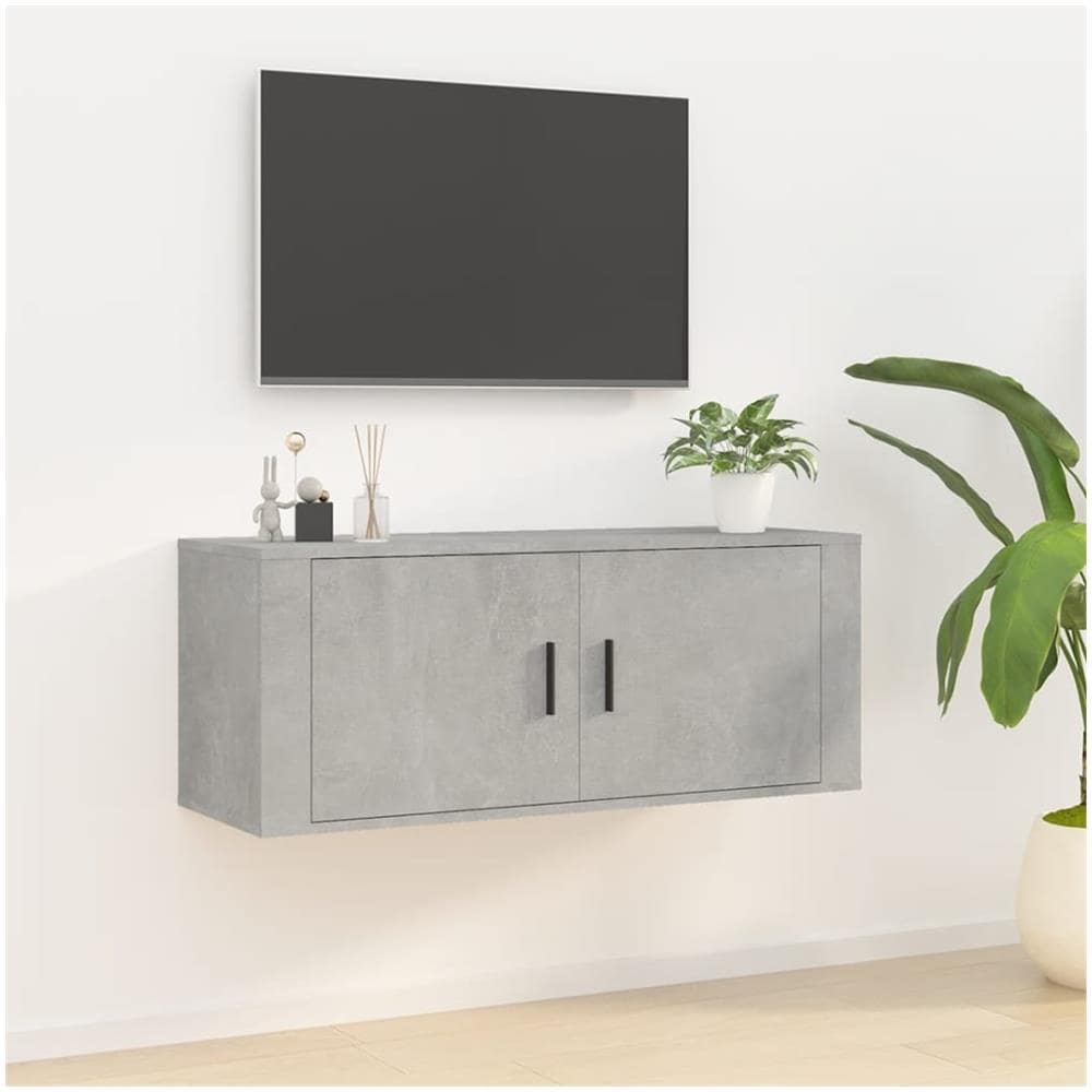 Mobile Porta Tv A Parete Grigio Cemento 100x34,5x40 Cm - Foto 1