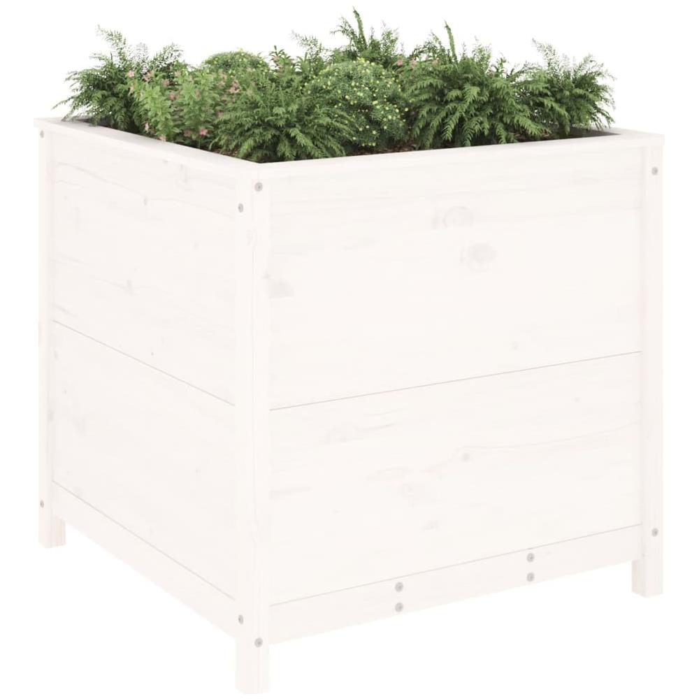 Fioriera Da Giardino Bianca 82,5x82,5x78cm Legno Massello Pino - Foto 3