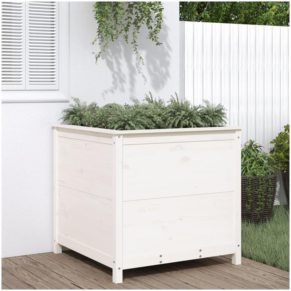 Fioriera Da Giardino Bianca 82,5x82,5x78cm Legno Massello Pino - Foto 1
