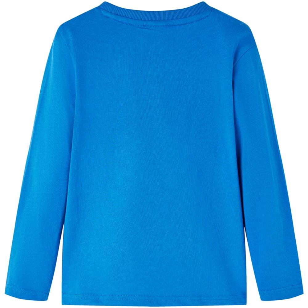 Maglietta Per Bambini A Maniche Lunghe Con Stampa Lupo Blu Cobalto 116 - Foto 2