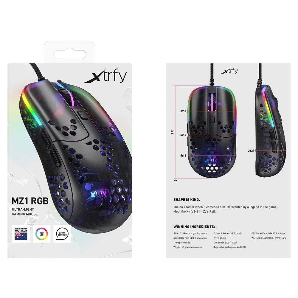 MZ1 Gaming Maus - schwarz - Maus - Optisc mouse Ambidestro USB tipo A Ottico 16000 DPI - Foto 9