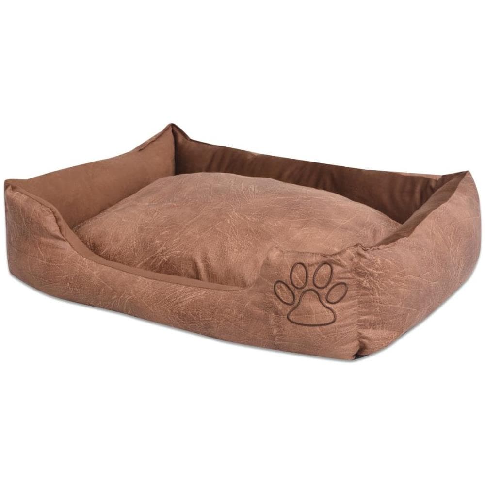 Cuccia Per Cani Con Cuscino Imbottito Pelle Sintetica Taglia M Beige - Foto 2