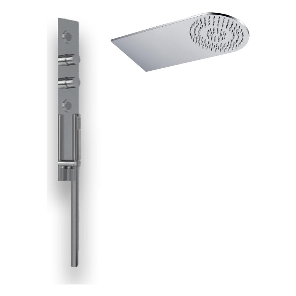 Wall Kit A Parete Da Incasso A Muro Acciaio Inox + Soffione Doccia A Parete Acciaio Inox Punta Tonda - Foto 2