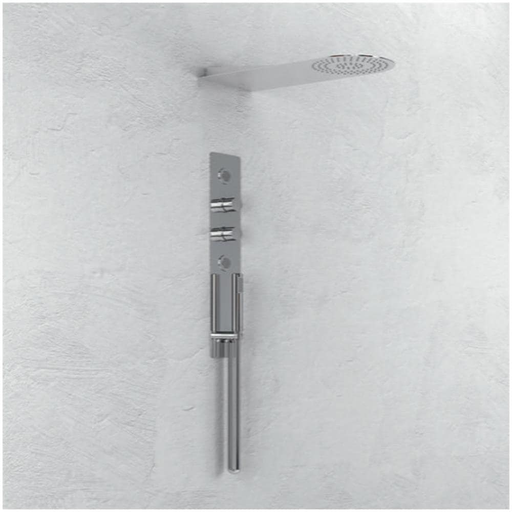 Wall Kit A Parete Da Incasso A Muro Acciaio Inox + Soffione Doccia A Parete Acciaio Inox Punta Tonda - Foto 1