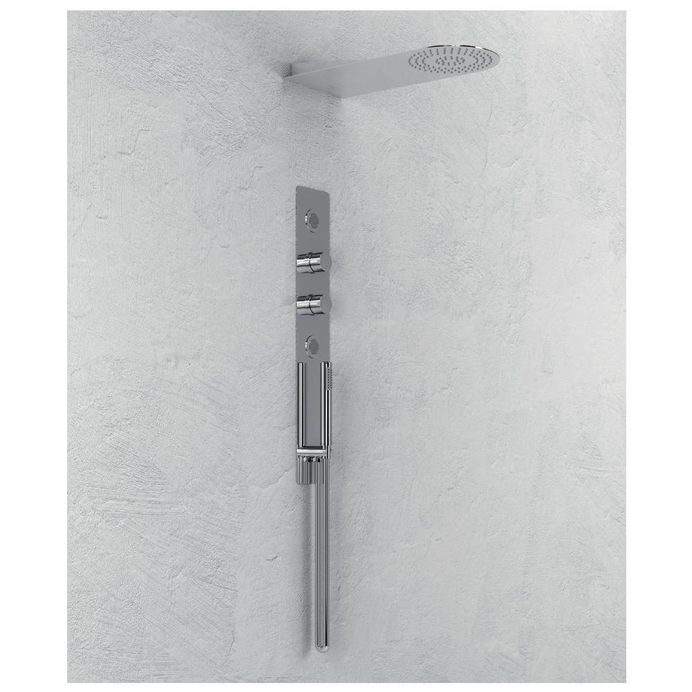 Wall Kit A Parete Da Incasso A Muro Acciaio Inox + Soffione Doccia A Parete Acciaio Inox Punta Tonda - Foto 3