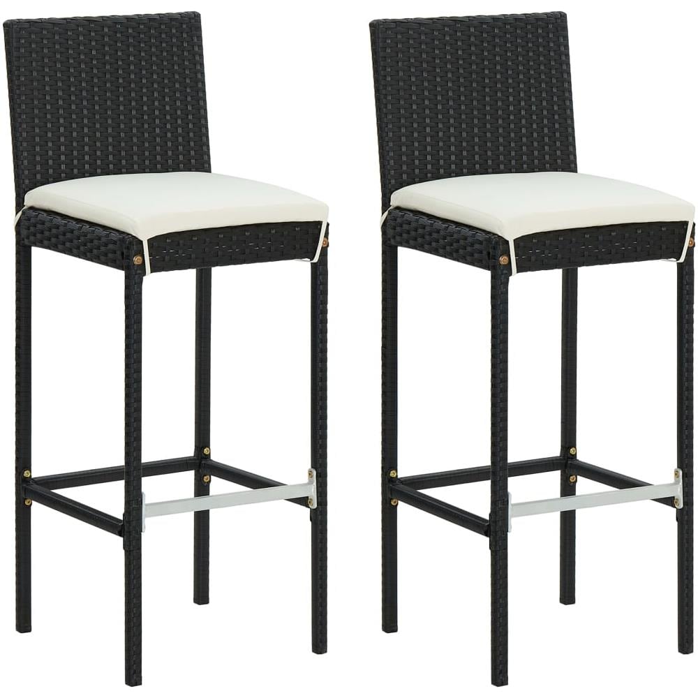 Set Bar Da Giardino 3 Pz Con Cuscini Polyrattan Nero - Foto 2