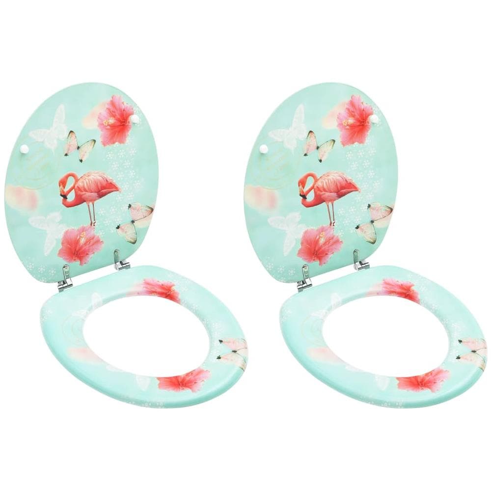 Tavolette WC con Coperchi 2 pz in MDF Design Fenicottero - Foto 1