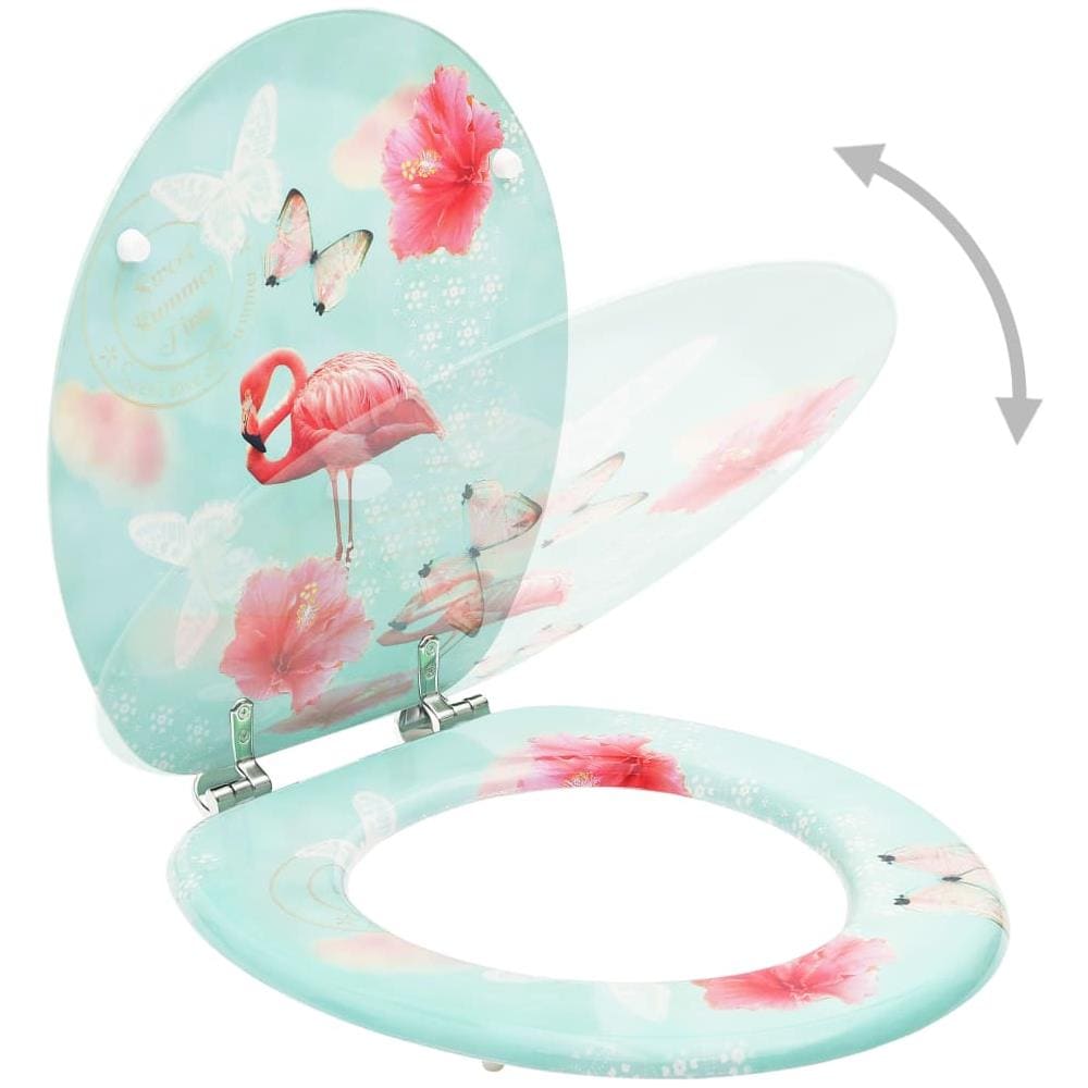 Tavolette WC con Coperchi 2 pz in MDF Design Fenicottero - Foto 3