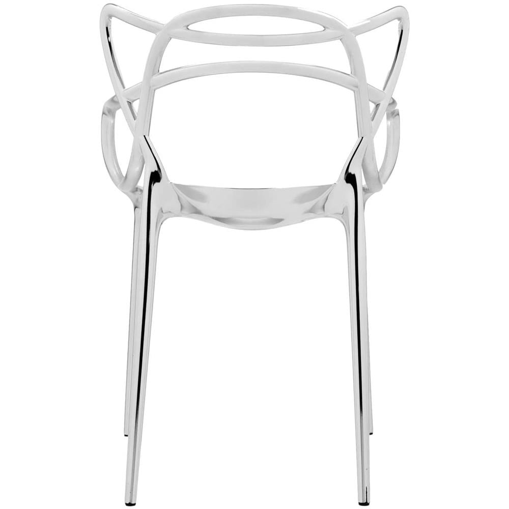 Sedia, Polipropilene Modificato Metallizzato, Set Da 2, Grigio (cromato), 53.5 X 83 X 55 Cm - Foto 2