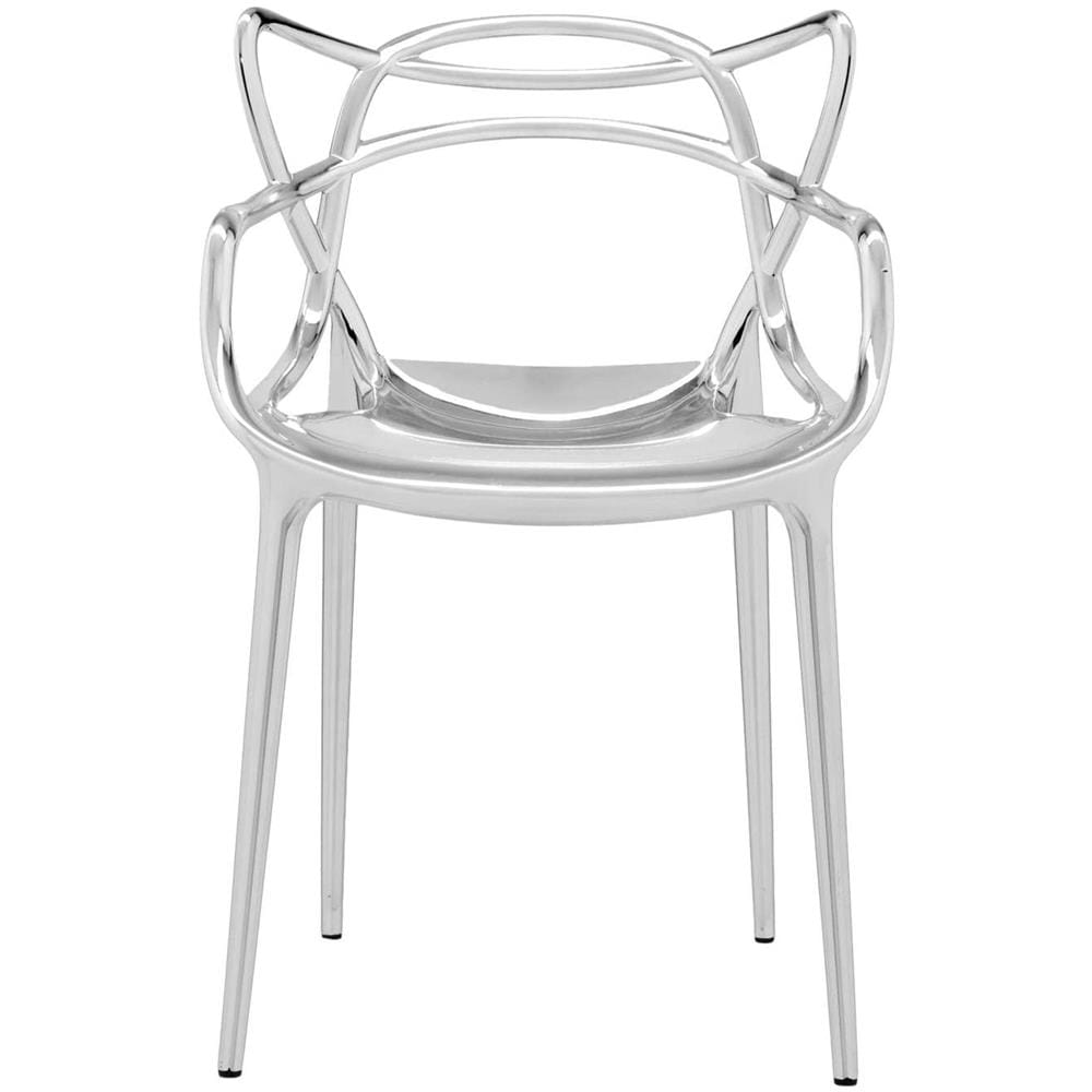 Sedia, Polipropilene Modificato Metallizzato, Set Da 2, Grigio (cromato), 53.5 X 83 X 55 Cm - Foto 1