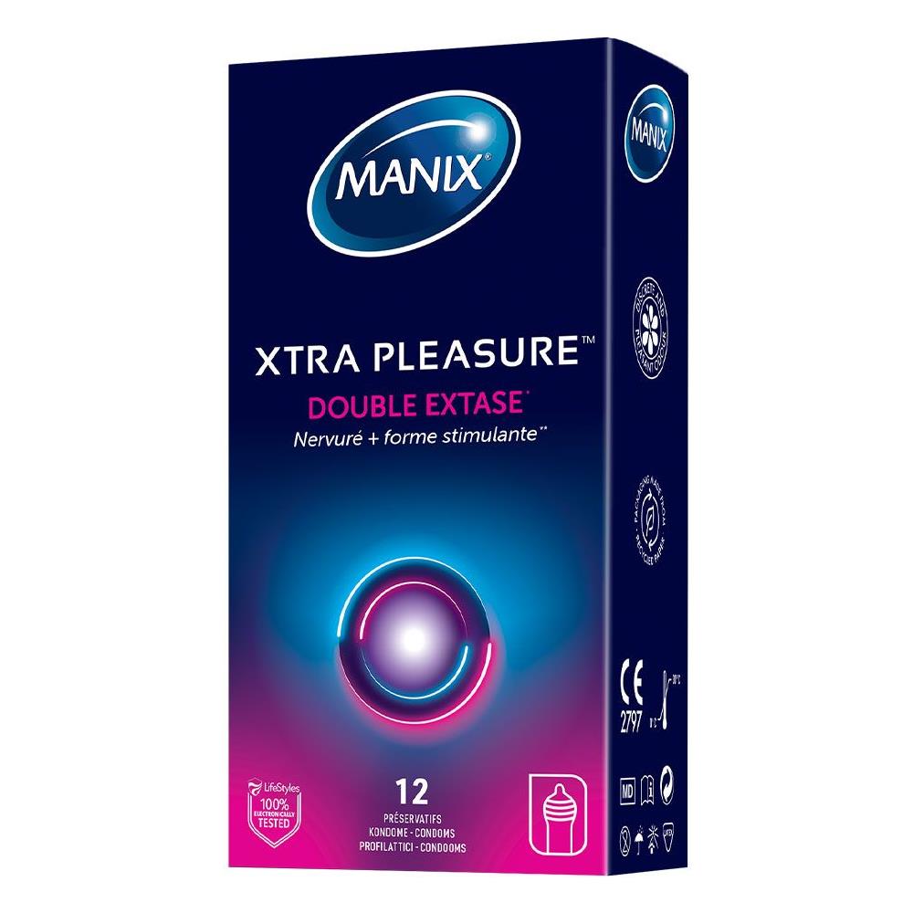 Confezione Da 12 Preservativi A Doppia Stimolazione Xtra Pleasure - 52 Mm - Colore Naturale - Foto 2