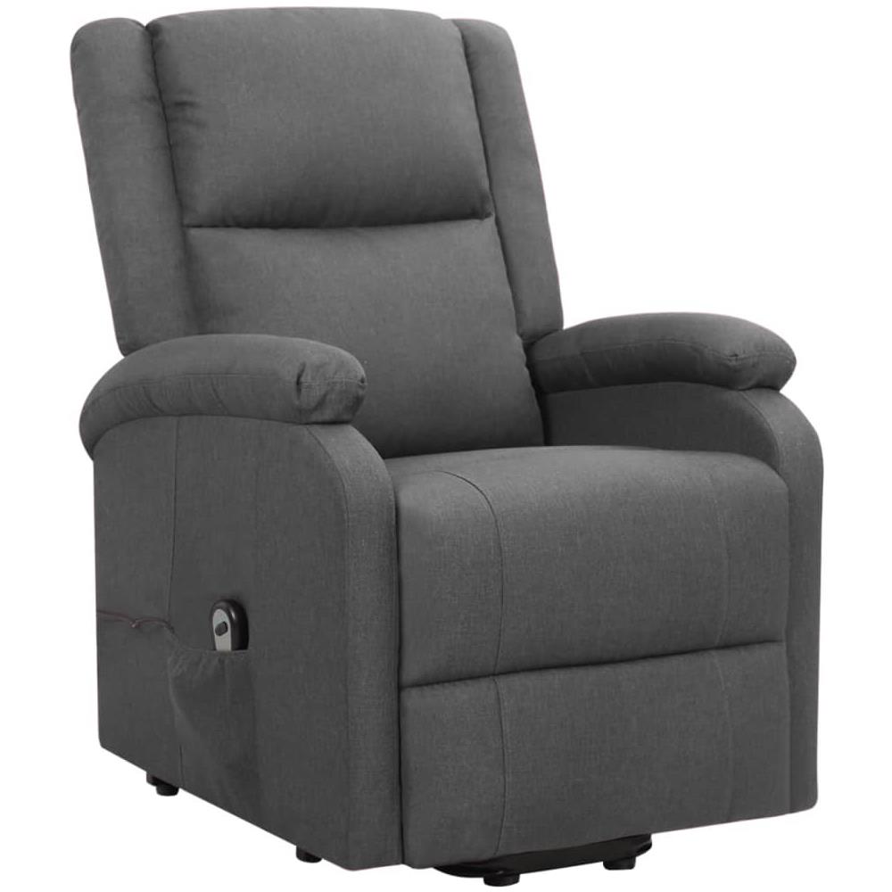 Poltrona Alzapersona Reclinabile Grigio Scuro In Tessuto - Foto 3